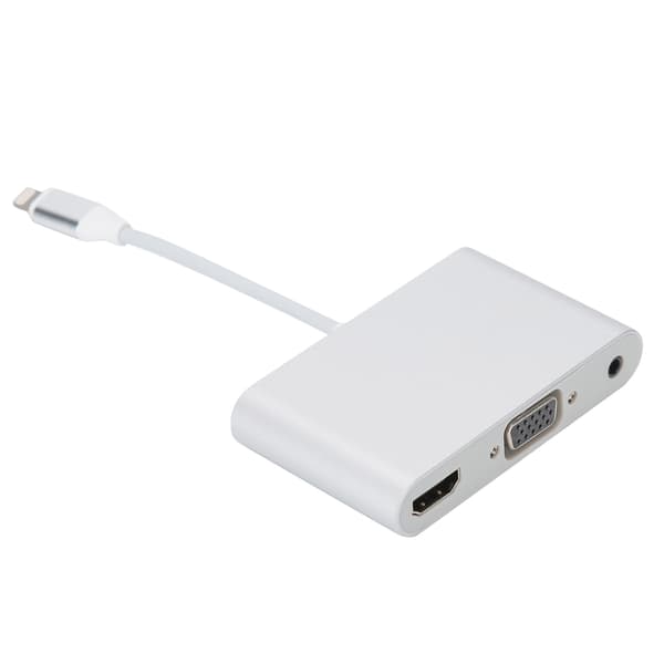 Aluminiumslegering til IOS System Interface til HDMI+VGA+3.5MM Adapter Udstyr Sølv