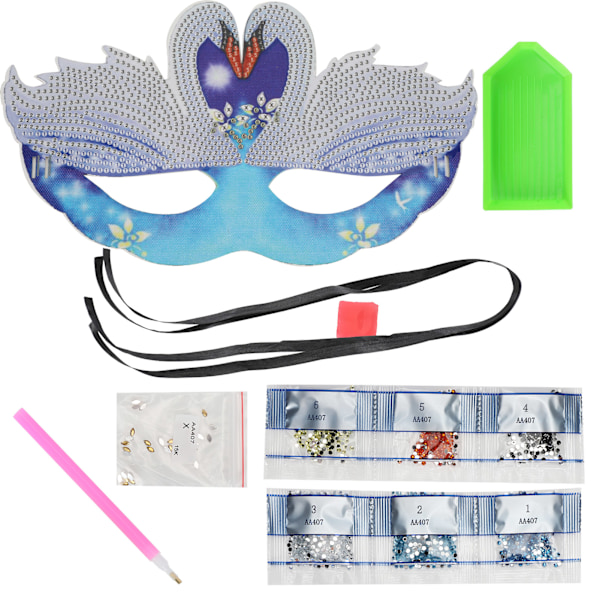 Diamantmålning Mask Glänsande Svanformad DIY Handgjorda Festival Dansfest Masker