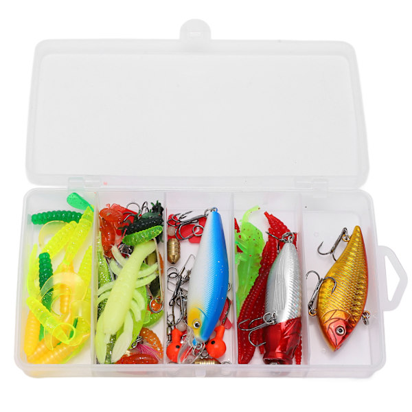 Fiskesæt med Bløde og Hårde Lokkedyr Tackle Kit Minnow Popper Crank Frø Lokkedyr Krog til Bas Gedde Fiskeri