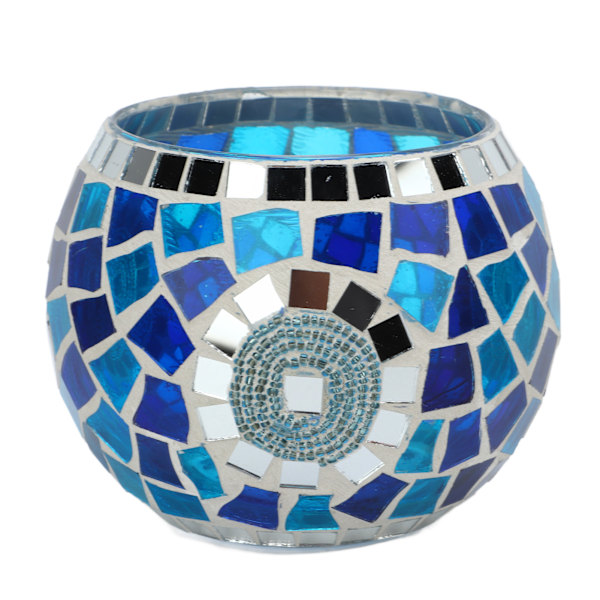 Tealight Ljushållare Europeisk Stil Blå Ocean Tema Blå Grön Reflekterat Ljus Glas Ljushållare för Dekoration