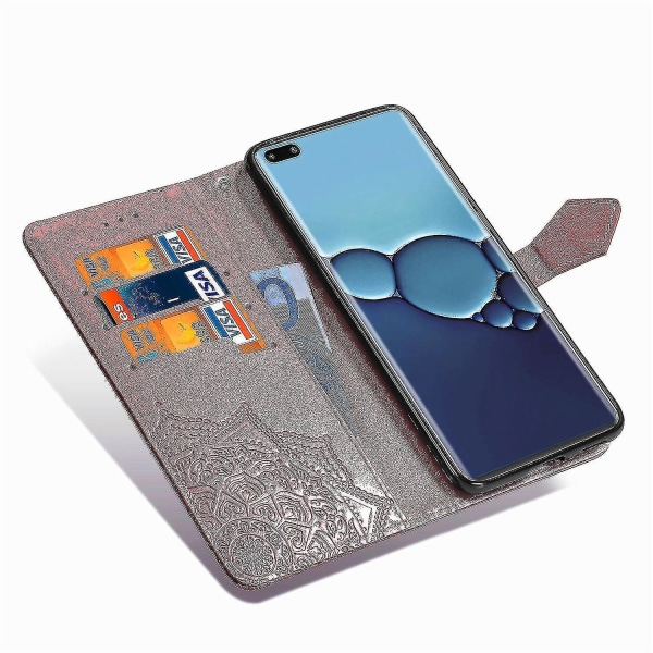 Huawei P40 Pro Case Nahkainen Cover Suojus Kohokuvioitu Mandala Magneettinen Flip Protection Iskunkestävä - Ruusukulta