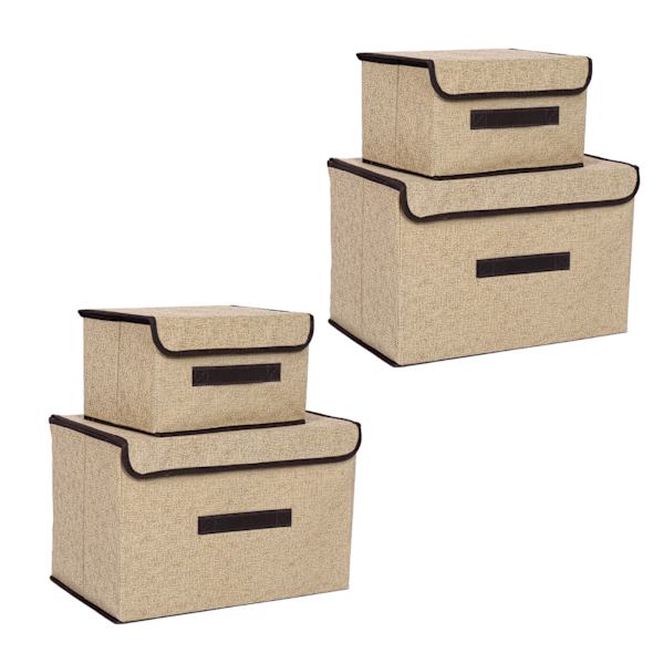4 kpl Non Woven säilytyslaatikot Pölynkestävä taittuva kaksi suurta ja kaksi pientä kotitalouksiin Beige