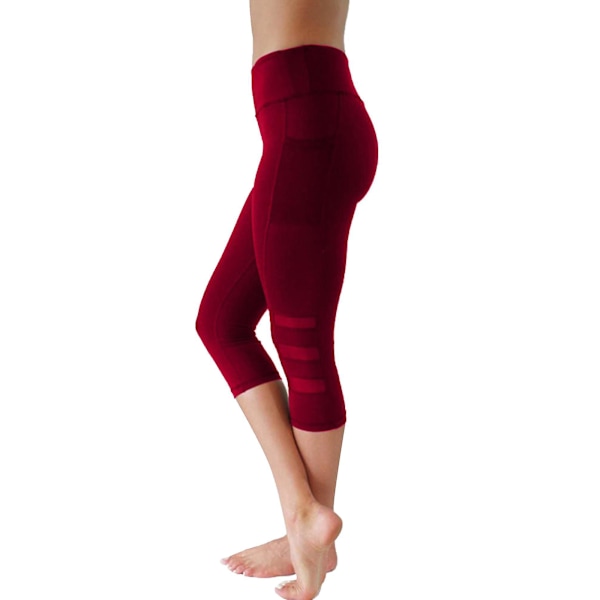 Yoga Capri Leggings for Kvinner i Vinrød Farge