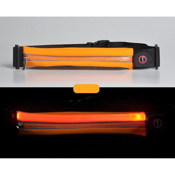 Led heijastava juoksulaukku ladattavalla USB valolla, heijastavat juoksuvarusteet miehille, naisille orange
