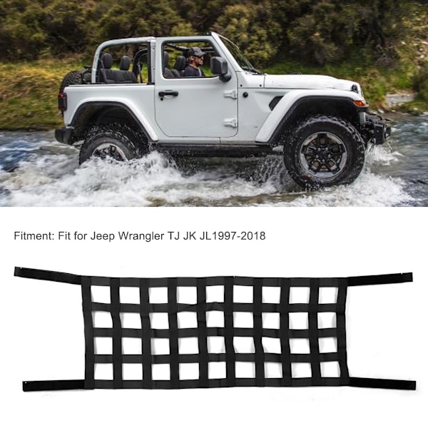 Takknett for biltak, passer til Jeep Wrangler TJ JK JL 1997-2018 Svart