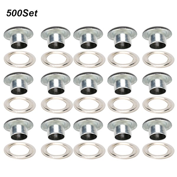 500 set Öljetspänne Metallic Grommet Skor Läderväskor DIY Craft Knapp Nitverktyg 4,5 mm Svart