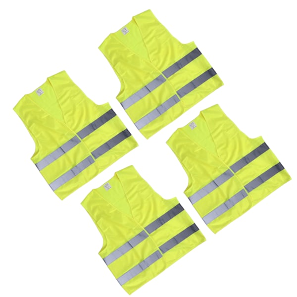4-pack Säkerhetsväst med Hög Synlighet Reflexremsa Neon Gult XXL för Trafikolycka Män Kvinnor