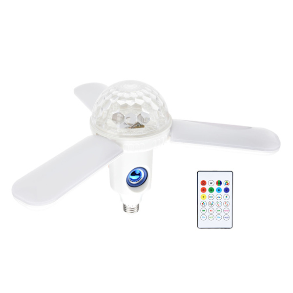 Musikk Taklampe Bluetooth sammenleggbar fjernkontroll Fargerik LED Vifteblad Taklampe for barneromsfest 48W 85‑265V