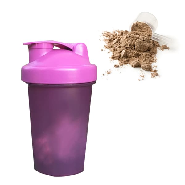 Proteinpulver Shaker Kop PP Shakerflaske med Rustfrit Stål Kugle til Blanding 500ml Lilla