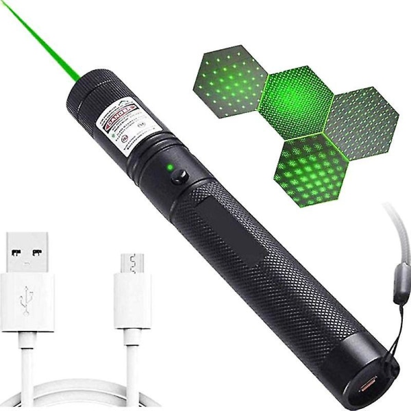 Long Range Green Beam High Power ficklampa med USB laddning, justerbar fokus grön ficklampa