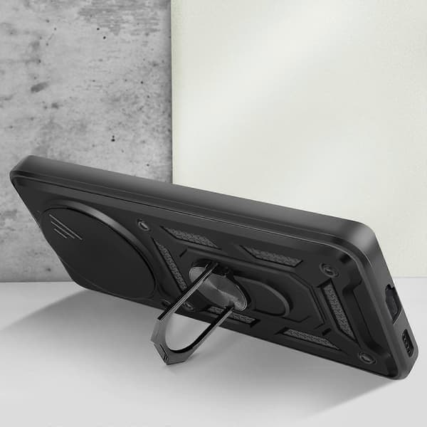 Fodral kompatibelt med Honor Magic 7 Lite med stödfäste och kameraskydd Black