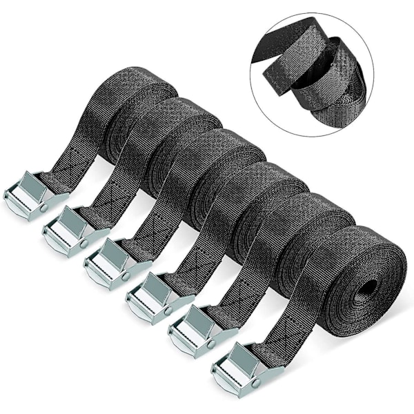 Heavy Duty Adjustable Tie Down Straps - 6 Pack for Motorcycle, Cargo, Trucks, Trailer, Luggage