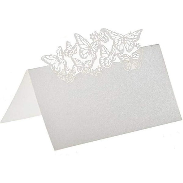 Bordkort 100 stykker sædekort 12 * 9 cm perlehvid sommerfugl navnebordskort til festmåltid Bryllupsartikler