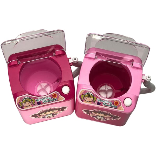 Mini Elektrisk Tvättmaskin Leksak Sminkborste Automatisk rengöring Miniapparater för barn (Black Gold Girl), Modell: Boxgirlblackgold