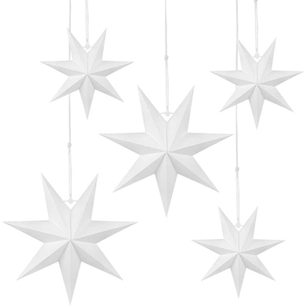 Vikstjärna jul, Vikstjärnor 5 stycken, diameter 30cm, stjärnpapper för fönsterdekoration, advent, julgran