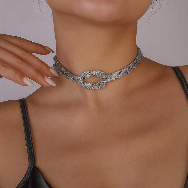 Kreativt knutna halsband med mesh med chokerspänne White