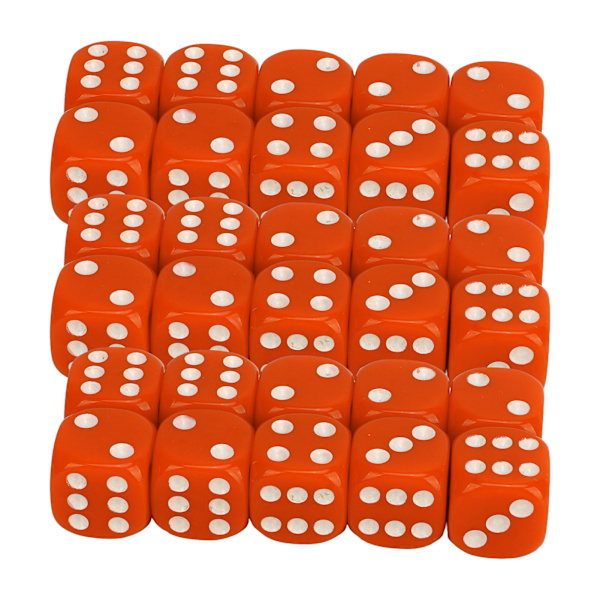 30 kpl Noppasetti 6-sivuinen Pyöristetyt Kulmat Valkoiset Numeropisteet Muovi Kannettava Peli Noppa Lautapeleille Matematiikan Opetukseen Oranssit