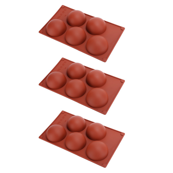 3 stk halvkugleformede silikoneforme bageform til DIY-fremstilling af varm chokolademousse kage 5 huller