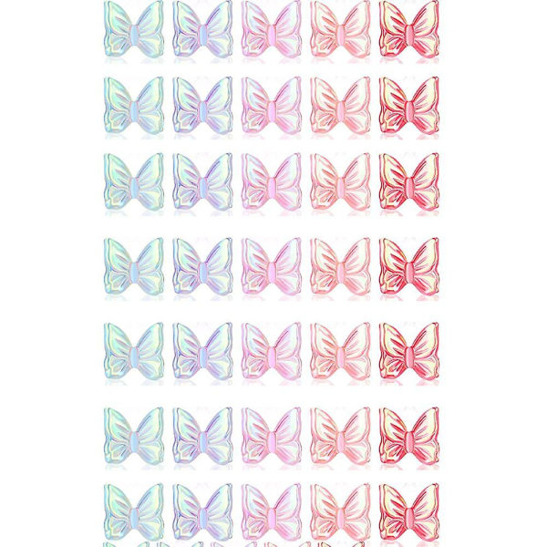 Mini Resin Gummy 3d Bear Bead 3d Butterfly Crystal Söt tecknad Björn Butterfly Nail Strass Diy Nail Art Manikyr Tillbehör Naglar Ornament För