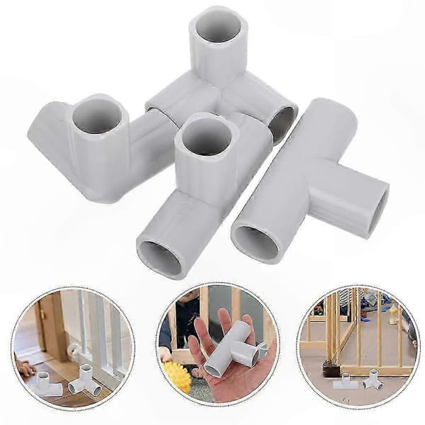 8-pack T-formade kopplingar för lekhagar och grindar reservdelar tillbehör Light Grey 8.50X5.50X2.60CM