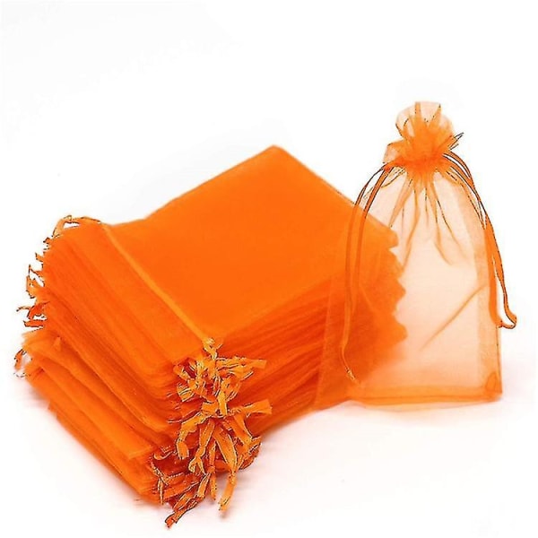 100 stycken Bundle Protector Bag 23x17cm Grapefrukt Organza Bag Rem Orange