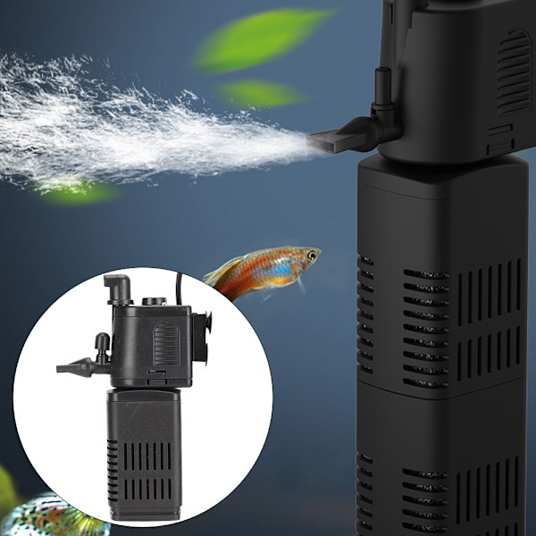 Ultrat stille nedsenkbar akvariefilterpumpe 4 i 1 fiske-tank vannpumpe 220240V (CN-kontakt)(IPF060)