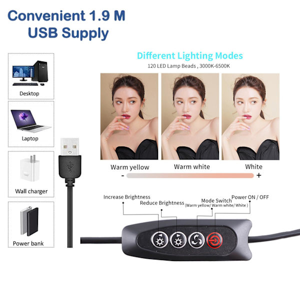 【NX】LED-videolys til videokonference Live Streaming Bærbart fyldlys Justerbar belysning