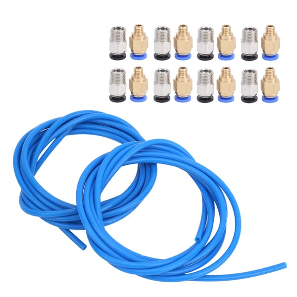 3D-printertilbehør 2 stk. blå PTFE-rør 8 stk. M10 8 stk. M6 pneumatisk stik