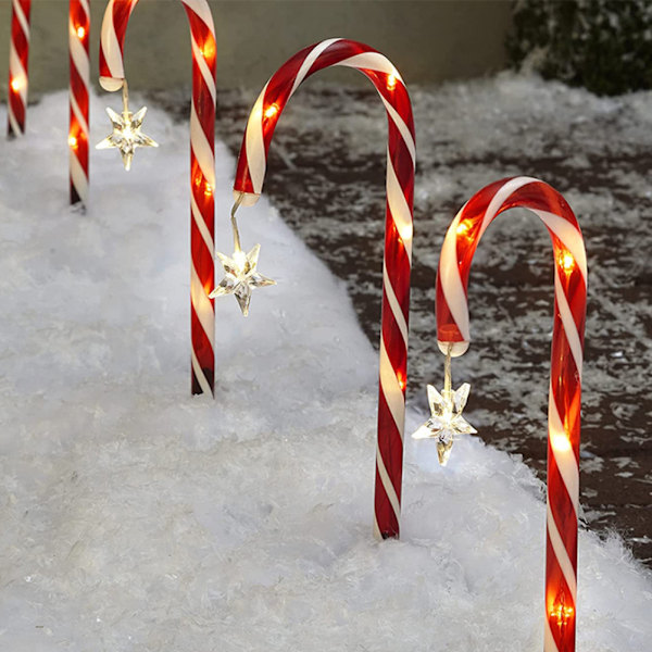 Utomhus Solar Trädgårdslampa Vattentät Solar Christmas Cane Stake Light Lawn Yard Ornament för inomhus eller utomhus