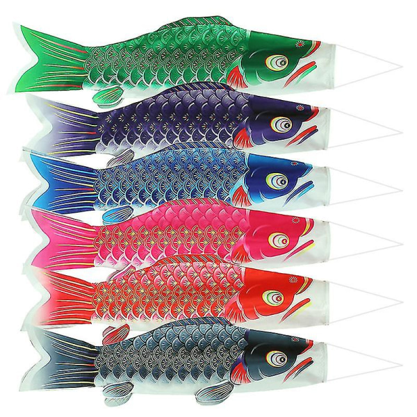 6 st japansk karpstreamer Karpstreamerguide Flagga Karpstreamer i japansk stil Dekorativ fiskformad Streamer Fotoflagga