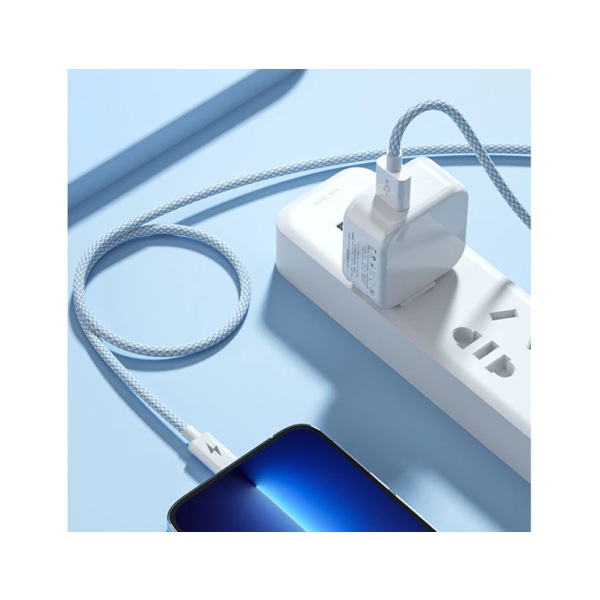 3 i 1 snabbladdarkabel USB för Apple Samsung Type-C Micro flätad sladd - blå