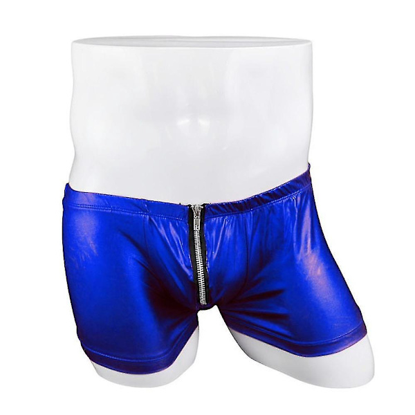 Blå patentläder herrboxershorts för poledans och strandsemester