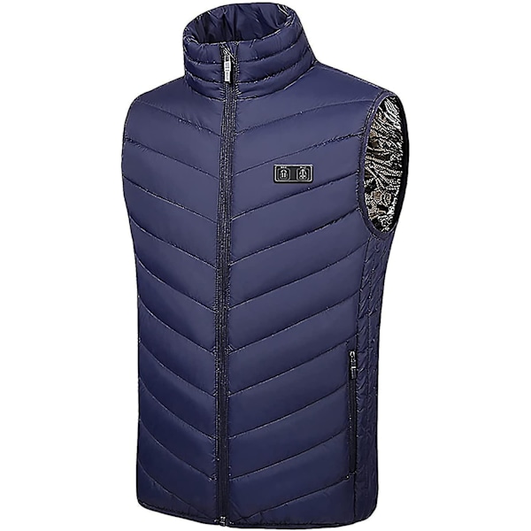 Uppvärmd Slim Fit Väst för Män och Kvinnor | Utomhus Vandring Vinterrock | 4X-Large | 11-Zons Uppvärmd Blå