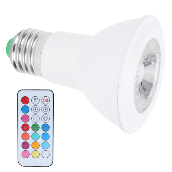 10W RGBW-spotlight med fjärrkontroll E27 färgskiftande glödlampa 85‑265V
