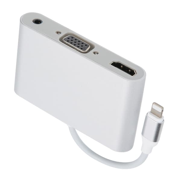 Aluminiumslegering til IOS System Interface til HDMI+VGA+3.5MM Adapter Udstyr Sølv