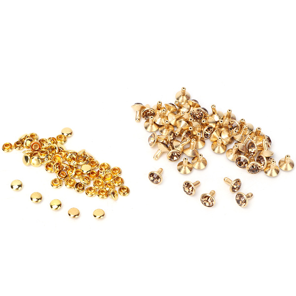 50 stk 8MM Krystal Rhinestone Dekorative Nitter DIY Læder Sko Tøj Knapper (Gul Krystal)