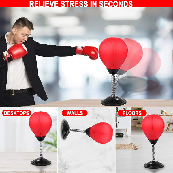 Pu Desktop Boxningsboll Stress relief Slåss Hastighet Reflex Träning Punsch Muay Thai Mma Träning Sportutrustning black red