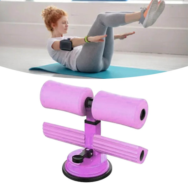 Sit Up Bar Gulv Metal Dobbeltstang Bærbar Sit Up Assistent Enhed med Sugeskål til Fitness Træning Abdominal Muskler Fuld Krops Træning Lilla