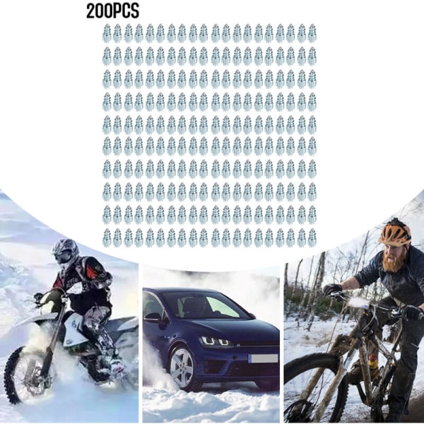 2019 Nytt mönster snöskruv däckdubbar Halkfria fallande spikar hjuldäck 200 stycken för bilmotorcykelcykel, modell: Silver 21