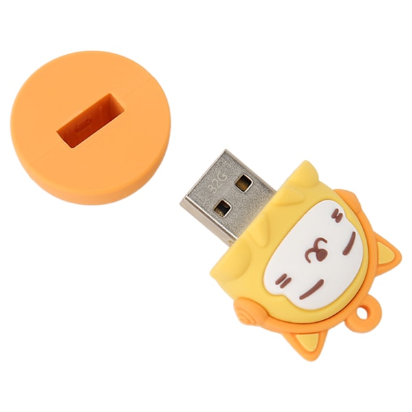 Cartoon Flash Drive PVC USB2.0 Kattmönster Plug and Play Stötsäker U-Disk för Telefon Laptop Saffran 32g