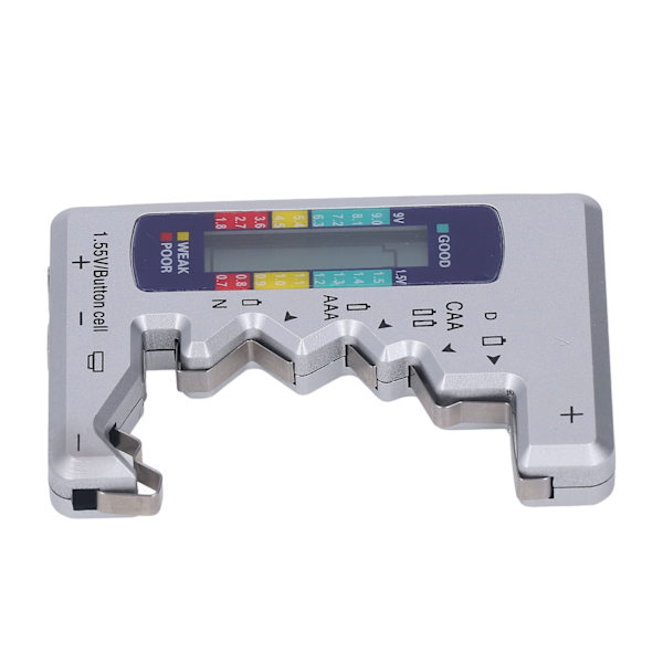 Digital batteritestare ABS LCD-skärm Knappcell batterikontroll för 1,5V 9V mätning Silver