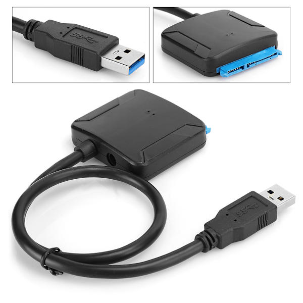 SATA till USB 3.0-kabel 2,5/3,5 tum Square HDD SSD-hårddiskkonverterare linjeadapter
