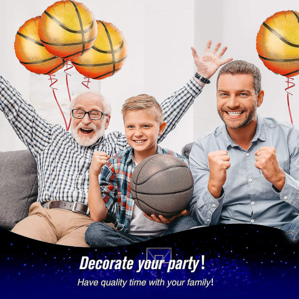6 stk sæt 18 tommer basketballballoner Festartikler Aluminiumsfolieballon Sportsfestballoner til fødselsdagssport