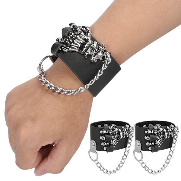 2st Nitarmband Cool Skull Hand Män Kvinnor Bred armring för kläder dekoration