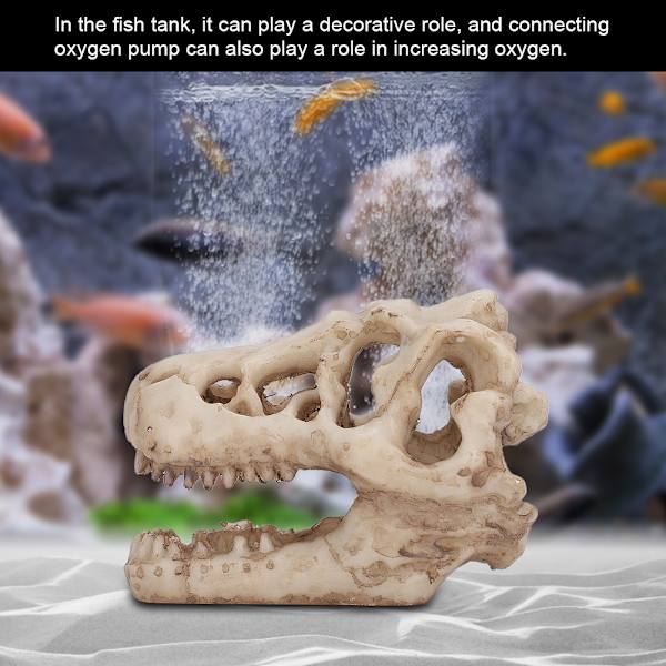 Akvarium dekor kunstig simulering dinosaur hodeskalle form for vannplanter dekorasjon landskap