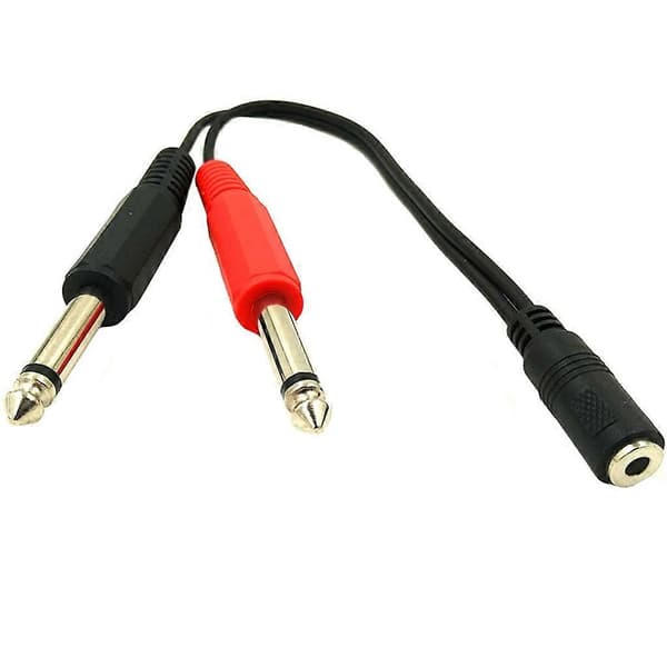【NX】3,5 mm til 2 Jack 6,5 Mono Adapterkabel Lydkabel 2x6,35 mm Adapterkabel