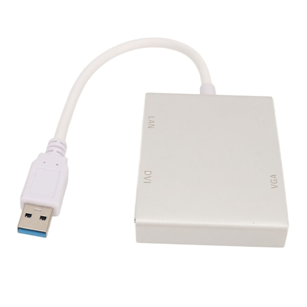 USB 3.0 Videoadapter 4 i 1 USB til HD Multimedia Interface VGA DVI Hub med nettverkskort