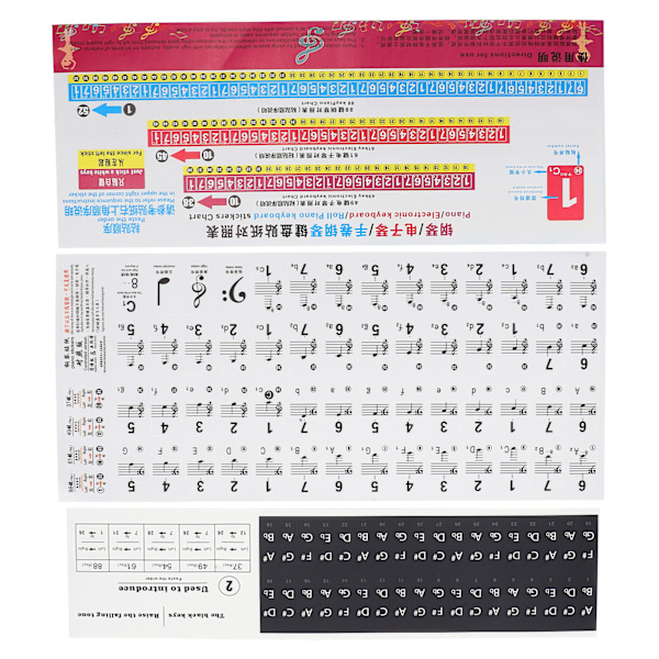 Piano Key Sticker Transparent Notation Paster 88 61 54 49 37 Keys Staff Självhäftande