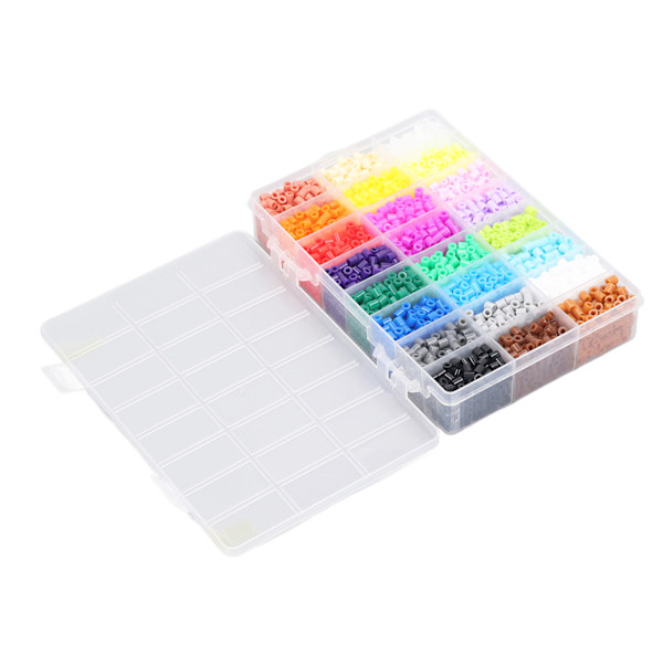 5 mm 6300 st Fuse Beads Kit DIY 24 färger Smältpärlor Kit för barn Inkluderar 3 vita pappersbitar 12 färgglada pappersbitar