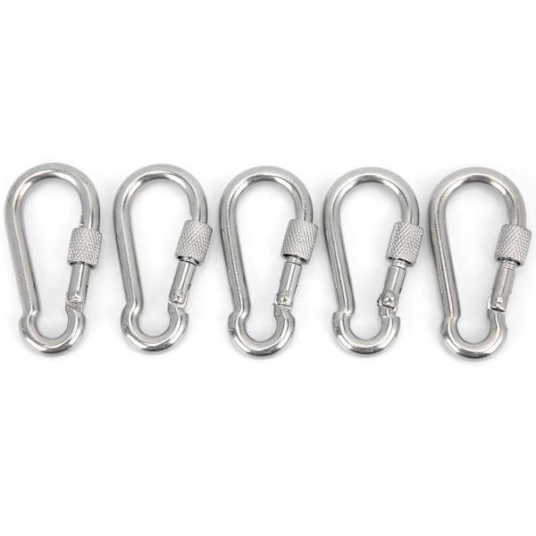 5 st 60 mm låsande karbinhake Clip Heavy Duty fjäderlåskrok med mutterlåsspänne för camping